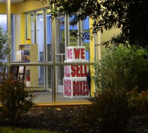 AA Self Storage storefront entrance in Lynchburg VA with 