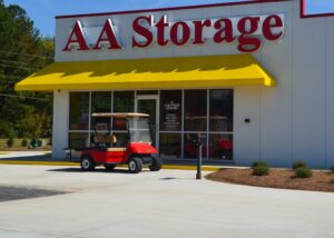front entrance of the AA Self Storage leasing office in Oxford NC offering professional management