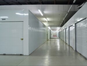 clean and brightly lit interior hallway of the climate controlled storage facility in Oxford NC