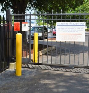 secure electronic gated entry system with keypad access instructions at the Raleigh NC self storage location