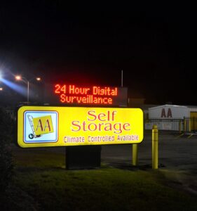 secure self storage facility in Wilmington NC featuring 24 hour video surveillance and climate controlled units