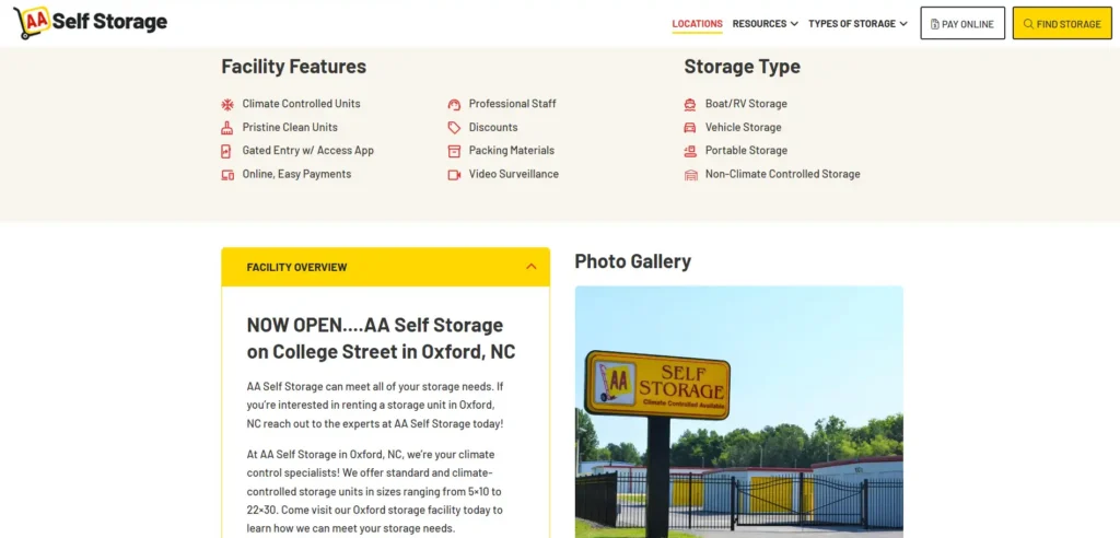 aa self storage new search