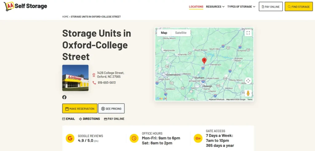 aa self storage new search